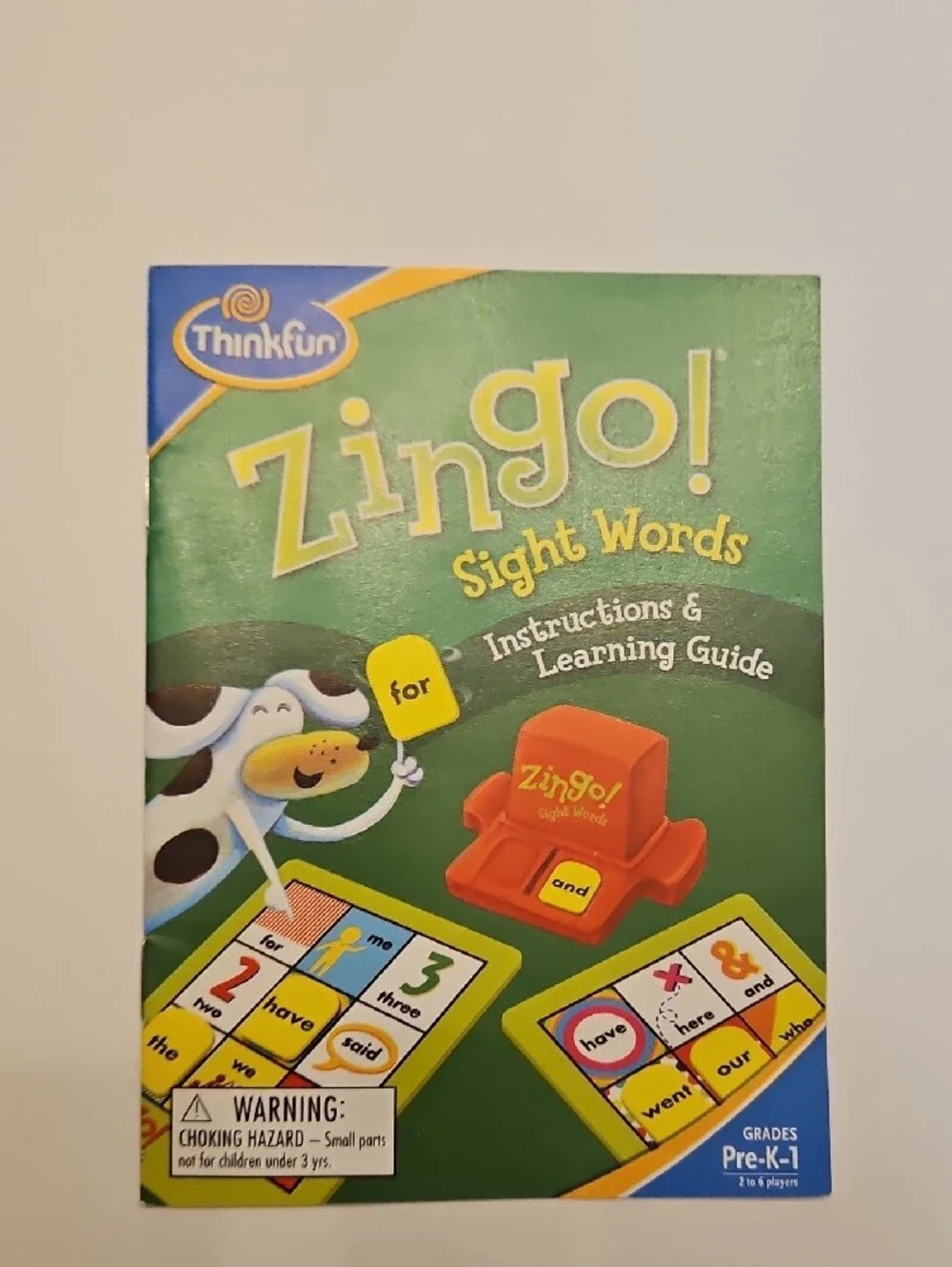ThinkFun Zingo! Sight Words Kids Game Pre-k - 1 Like new